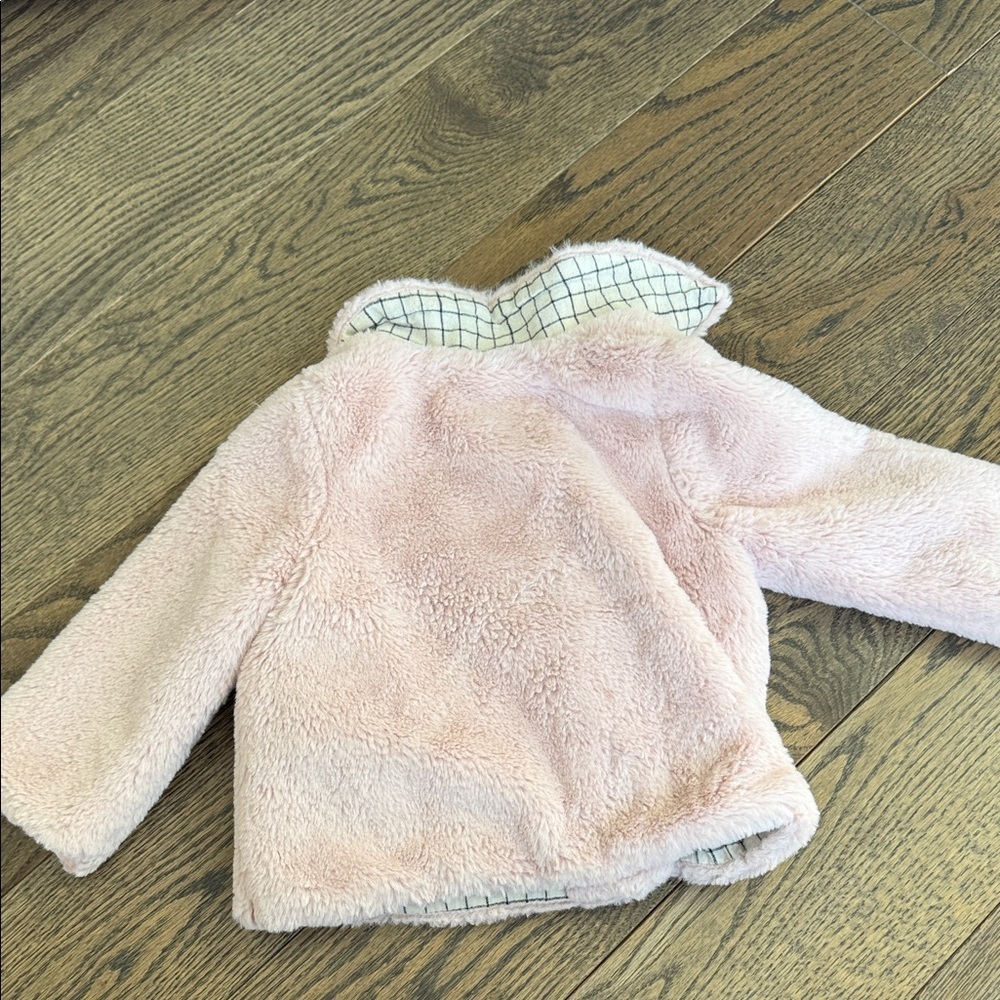 Zara Baby Pink Fuzzy Jacket 12-18 months baby toddler with pockets EUC - Picture 8 of 8